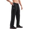 imageBROKIG Mens Gerade Athletic Pants Workout Jogger Pants Elastic Waistband Open Bottom Loose Sweat Pants with Zip PocketsBlack