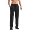 imageBROKIG Mens Gerade Athletic Pants Workout Jogger Pants Elastic Waistband Open Bottom Loose Sweat Pants with Zip PocketsBlack