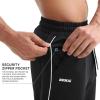 imageBROKIG Mens Gerade Athletic Pants Workout Jogger Pants Elastic Waistband Open Bottom Loose Sweat Pants with Zip PocketsBlack