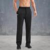 imageBROKIG Mens Gerade Athletic Pants Workout Jogger Pants Elastic Waistband Open Bottom Loose Sweat Pants with Zip PocketsBlack
