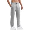 imageBROKIG Mens Gerade Athletic Pants Workout Jogger Pants Elastic Waistband Open Bottom Loose Sweat Pants with Zip PocketsLight Gray