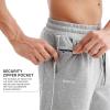 imageBROKIG Mens Gerade Athletic Pants Workout Jogger Pants Elastic Waistband Open Bottom Loose Sweat Pants with Zip PocketsLight Gray