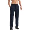 imageBROKIG Mens Gerade Athletic Pants Workout Jogger Pants Elastic Waistband Open Bottom Loose Sweat Pants with Zip PocketsNavy