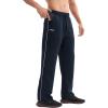 imageBROKIG Mens Gerade Athletic Pants Workout Jogger Pants Elastic Waistband Open Bottom Loose Sweat Pants with Zip PocketsNavy