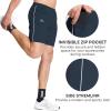 imageBROKIG Mens Inzip Long Gym Workout Shorts7 inch Lounge Casual Short Basketball Sweat Athletic Shorts with Zipper PocketNavy