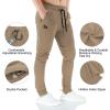 imageBROKIG Mens Jogger Sport Pants Casual Zipper Gym Workout Sweatpants PocketsBeige