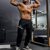 imageBROKIG Mens Joggers Tapered Athletic Pants Double Zipper Pockets Slim Fit Workout Sweat Pants Casual Gym Running BottomBlack