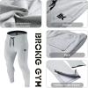 imageBROKIG Mens Zip Joggers Pants  Casual Gym Workout Track Pants Comfortable Slim Fit Tapered Sweatpants with Pockets2 Pack Blacklight Grey