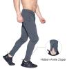 imageBROKIG Mens Zip Joggers Pants  Casual Gym Workout Track Pants Comfortable Slim Fit Tapered Sweatpants with Pockets2 Pack Blackshadow Grey