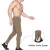 imageBROKIG Mens Zip Joggers Pants  Casual Gym Workout Track Pants Comfortable Slim Fit Tapered Sweatpants with PocketsBeige