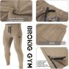 imageBROKIG Mens Zip Joggers Pants  Casual Gym Workout Track Pants Comfortable Slim Fit Tapered Sweatpants with PocketsBeige