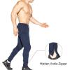 imageBROKIG Mens Zip Joggers Pants  Casual Gym Workout Track Pants Comfortable Slim Fit Tapered Sweatpants with PocketsNavy