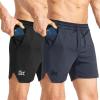 imageBROKIG 2 Pack Mens Inzip Lightweight Gym Shorts 5quot Quick Dry Sport Workout Athletic Running Shorts Men Zip PocketBlackDark Grey