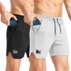 imageBROKIG 2 Pack Mens Inzip Lightweight Gym Shorts 5quot Quick Dry Sport Workout Athletic Running Shorts Men Zip PocketBlackLight Grey