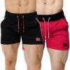 imageBROKIG Mens 5quot Gym Bodybuilding Shorts Running Workout Lightweight Shorts Elastic Waistband with PocketsBlackred