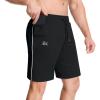 imageBROKIG Mens Inzip Long Gym Workout Shorts7 inch Lounge Casual Short Basketball Sweat Athletic Shorts with Zipper PocketBlack