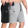 imageBROKIG Mens Inzip Long Gym Workout Shorts7 inch Lounge Casual Short Basketball Sweat Athletic Shorts with Zipper PocketBlacklight Gray