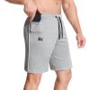 imageBROKIG Mens Inzip Long Gym Workout Shorts7 inch Lounge Casual Short Basketball Sweat Athletic Shorts with Zipper PocketLight Gray