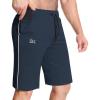 imageBROKIG Mens Inzip Long Gym Workout Shorts7 inch Lounge Casual Short Basketball Sweat Athletic Shorts with Zipper PocketNavy