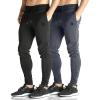 imageBROKIG Mens Zip Joggers Pants  Casual Gym Workout Track Pants Comfortable Slim Fit Tapered Sweatpants with Pockets2 Pack Blackshadow Grey