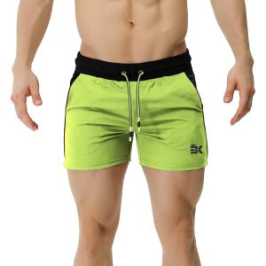 imageBROKIG Mens 5quot Gym Bodybuilding Shorts Running Workout Lightweight Shorts Elastic Waistband with PocketsClassic Neon Green