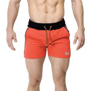 imageBROKIG Mens 5quot Gym Bodybuilding Shorts Running Workout Lightweight Shorts Elastic Waistband with PocketsClassic Orange