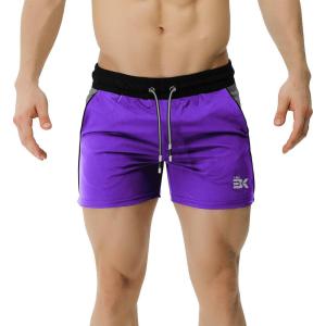 imageBROKIG Mens 5quot Gym Bodybuilding Shorts Running Workout Lightweight Shorts Elastic Waistband with PocketsClassic Purple