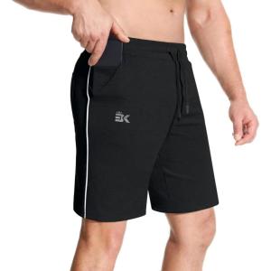 imageBROKIG Mens Inzip Long Gym Workout Shorts7 inch Lounge Casual Short Basketball Sweat Athletic Shorts with Zipper PocketBlack