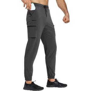 imageBROKIG Mens Joggers Lightweight Workout Pants Ankle Zip Gym Athletic Sports Running Sweatpants Men with PocketsDark Grey