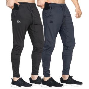imageBROKIG Mens Lightweight Gym Jogger PantsMens Workout Sweatpants with Zip PocketBlackdark Gray