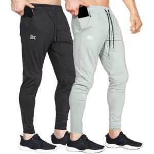 imageBROKIG Mens Lightweight Gym Jogger PantsMens Workout Sweatpants with Zip PocketBlacklight Gray