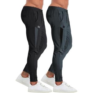 imageBROKIG Mens Tapered Gym JoggersMens Lightweight Jogging Pants Quick Dry Casual Athletic Running Workout with PocketsBlackdark Gray