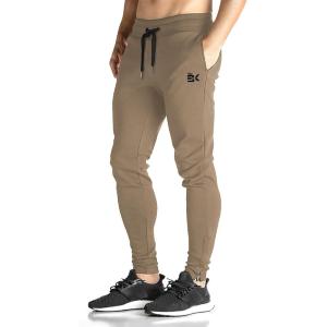 imageBROKIG Mens Zip Joggers Pants  Casual Gym Workout Track Pants Comfortable Slim Fit Tapered Sweatpants with PocketsBeige