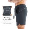 imageBROKIG Mens 2 Pack Drylite Bodybuilding Gym Shorts with Pockets Quick Dry Stretch Workout Shorts MenBlackDark Grey