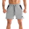 imageBROKIG Mens 2 Pack Drylite Bodybuilding Gym Shorts with Pockets Quick Dry Stretch Workout Shorts MenBlackLight Grey