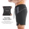 imageBROKIG Mens 2 Pack Drylite Bodybuilding Gym Shorts with Pockets Quick Dry Stretch Workout Shorts MenBlackLight Grey