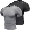 imageBROKIG Mens 49oz Cooling Gym Workout ShirtsBodybuilding Athletic Running Shirt Casual Crew Neck Fitted Short SleeveBlackdary Grey