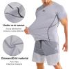 imageBROKIG Mens DiamondGrid Workout Gym ShirtBreathable Short Sleeve Muscle TeeQuick Dry Crewneck Top for BodybuildingLight Greynavy