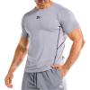 imageBROKIG Mens DiamondGrid Workout Gym ShirtBreathable Short Sleeve Muscle TeeQuick Dry Crewneck Top for BodybuildingLight Greynavy