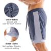 imageBROKIG Mens DualLayer Gym Shorts Lightweight Quick Dry Running Bodybuilding 7 Fitted Workout Short LinedZip PocketAiry Blue