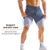 imageBROKIG Mens DualLayer Gym Shorts Lightweight Quick Dry Running Bodybuilding 7 Fitted Workout Short LinedZip PocketAiry Blue