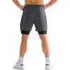 imageBROKIG Mens DualLayer Gym Shorts Lightweight Quick Dry Running Bodybuilding 7 Fitted Workout Short LinedZip PocketDark Grey