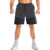 imageBROKIG Mens Linerless Athletic Shorts Quick Dry 8quot Lightweight Workout Running Shorts Men with Zipper PocketsBlackDark Grey