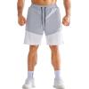 imageBROKIG Mens Linerless Athletic Shorts Quick Dry 8quot Lightweight Workout Running Shorts Men with Zipper PocketsLight Grey