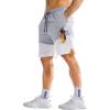 imageBROKIG Mens Linerless Athletic Shorts Quick Dry 8quot Lightweight Workout Running Shorts Men with Zipper PocketsLight Grey
