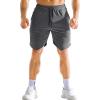 imageBROKIG Mens Zipslim Workout Athletic Shorts 7quot Gym Running Training Sports Bodybuilding Shorts for Men with Zip PocketsDark Grey