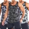 imageBROKIG Mens Irregular Gym Tank Tops 3 Pack Lightweight Quick Dry Running Sleeveless Shirts Bodybuilding TeeCamo BlackCamo GreyCamo Green