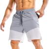 imageBROKIG Mens Linerless Athletic Shorts Quick Dry 8quot Lightweight Workout Running Shorts Men with Zipper PocketsLight Grey