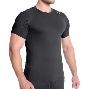 imageBROKIG Mens 49oz Cooling Gym Workout ShirtsBodybuilding Athletic Running Shirt Casual Crew Neck Fitted Short SleeveBlack