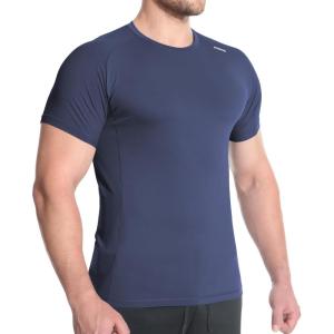 imageBROKIG Mens 49oz Cooling Gym Workout ShirtsBodybuilding Athletic Running Shirt Casual Crew Neck Fitted Short SleeveNavy
